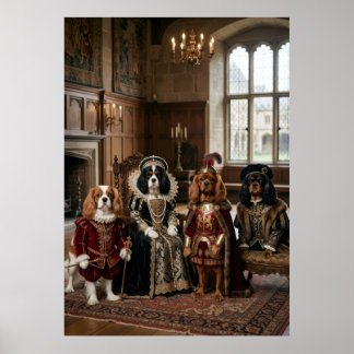 Tudor-Hof-Cavalier-King-Charles-Spaniels-Gruppenpo Poster