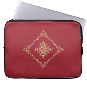 Tudor inspirierte Gold und rotes Fraktal 13 Zoll Laptopschutzhülle