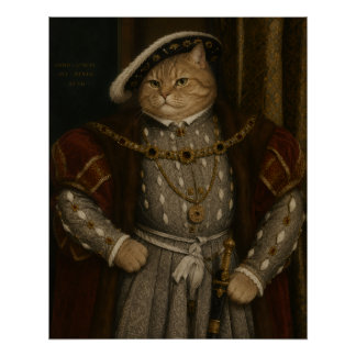 Tudor-Katzenkönig-Porträt – Henry VIII. Katzenrena Poster