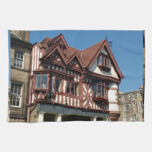 Tudor oak frame Gebäude, Edinburgh, Schottland Geschirrtuch