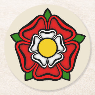Tudor Rose England, Emblem der Royalty Runder Pappuntersetzer