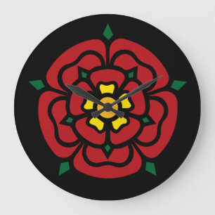 Tudor Rose - englische Rose Große Wanduhr
