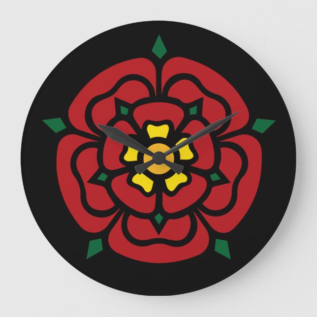 Tudor Rose - English Rose Große Wanduhr (Vorderseite)