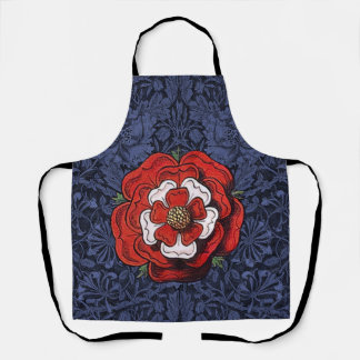 Tudor Rose Rot und Weiß Schürze