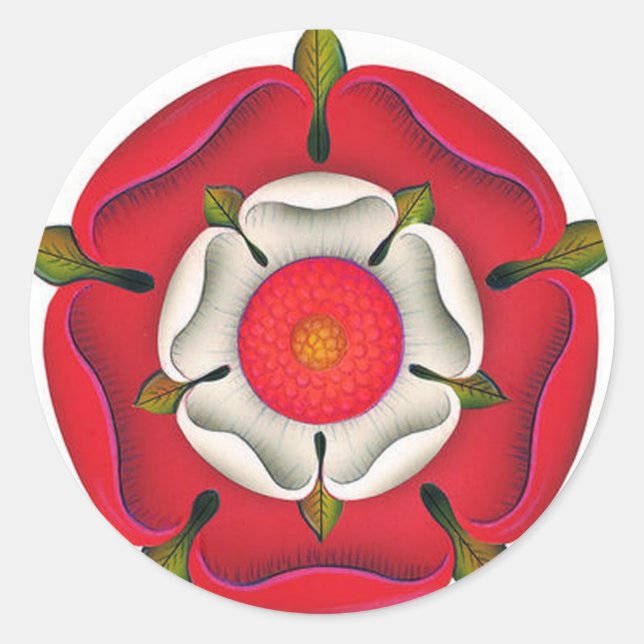 Tudor Rose Runder Aufkleber (Vorderseite)