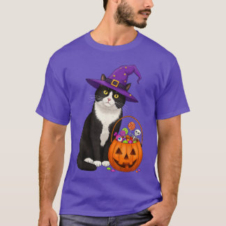 Tuedo Hexenkatze Halloween Süßigkeitenkorb für Män T-Shirt