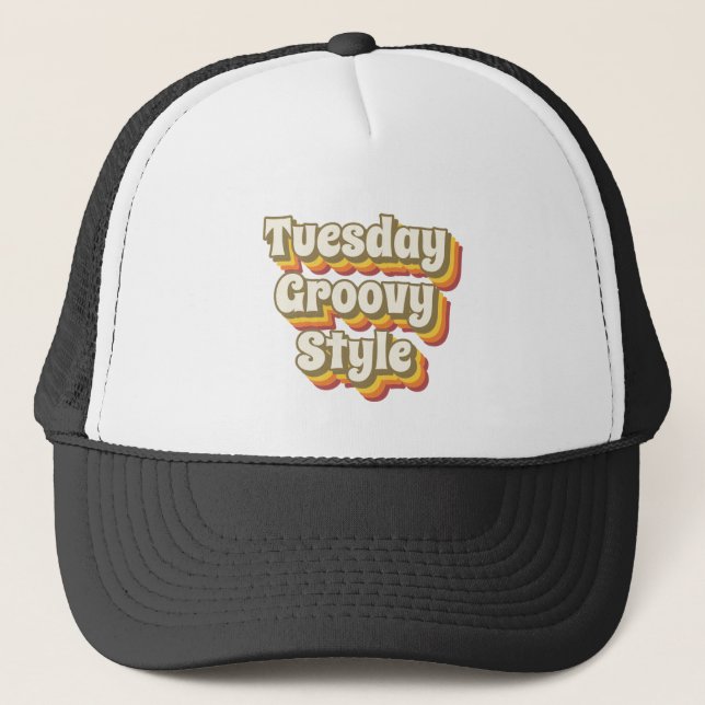 Tuesday Groovy Style 70er Retro Design Truckerkappe (Vorderseite)