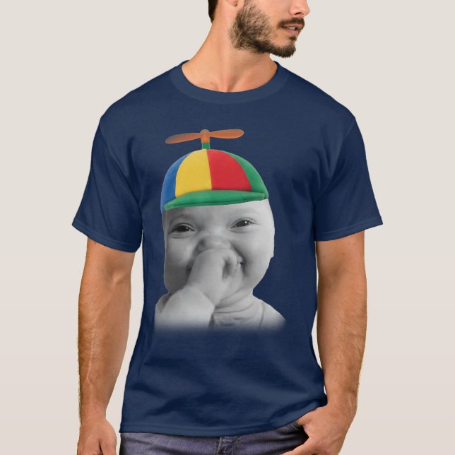 Tuff AI Niche Baby Holding Laugh Meme in Propeller T-Shirt (Vorderseite)