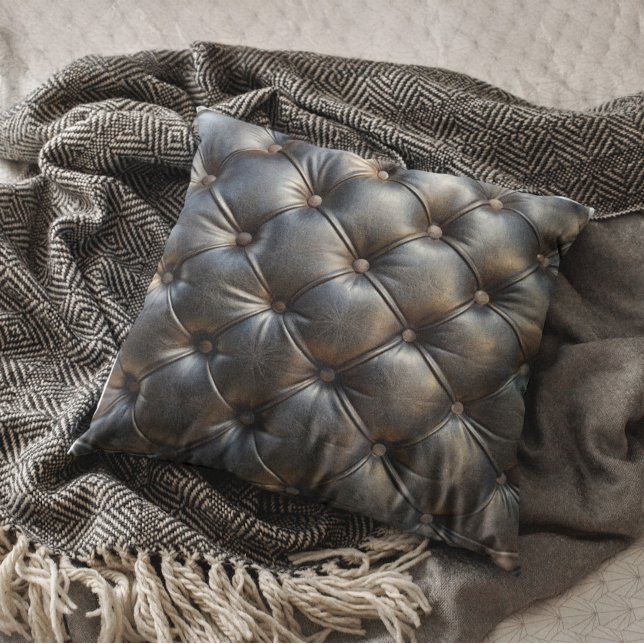 Tufted Black Faux Leather Pattern Kissen (Von Creator hochgeladen)