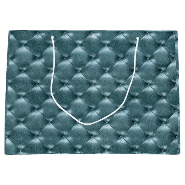 Tufted Leder Metallic Aquatic Blue Große Geschenktüte (Vorderseite)