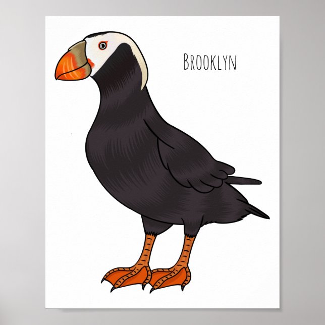 Tufted puffin bird cartoon illustration  poster (Vorne)