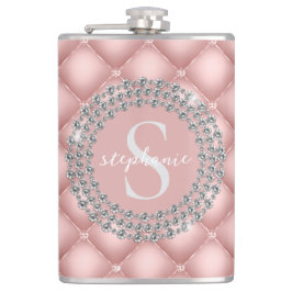 Tufted Sparkly Diamonds Blush Pink Monogram  Flachmann