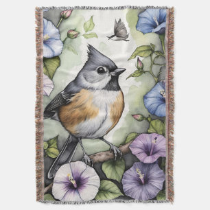 Tufted Titmouse Morning Glory Blume Vines titmice Decke