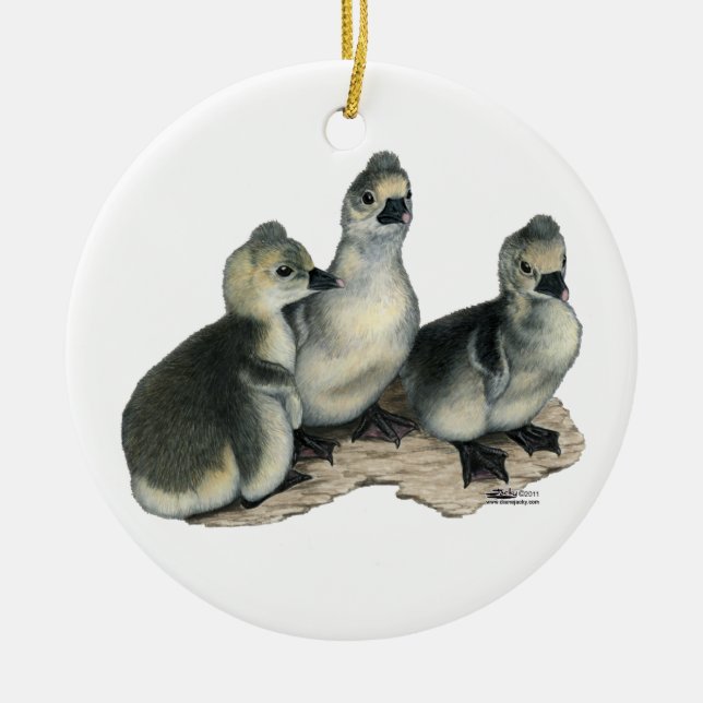 Tufted Toulouse Goslings Keramikornament (Vorne)