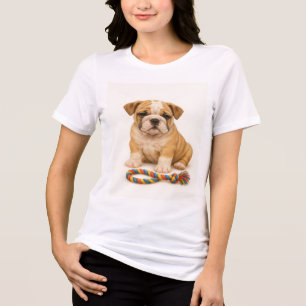 Tug Leben - Bulldog Pup mit Attitude Tri-Blend Shirt