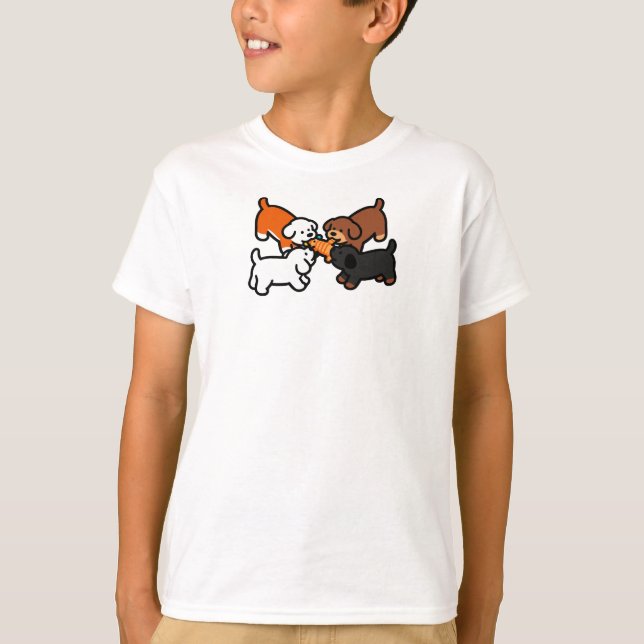 Tug o War Hunde T-Shirt (Vorderseite)
