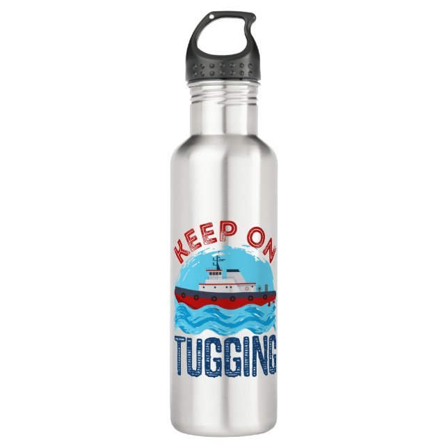 Tugboat Behielt auf Umarmung Edelstahlflasche (Vorderseite)