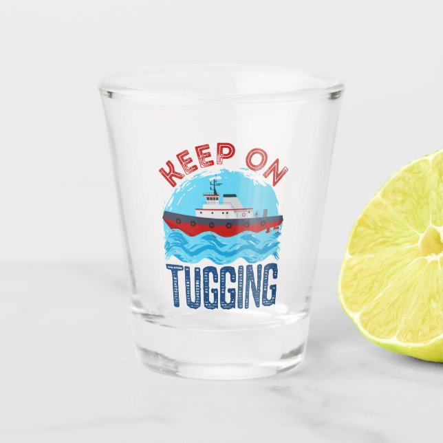 Tugboat Behielt auf Umarmung Schnapsglas (Vorderseite)