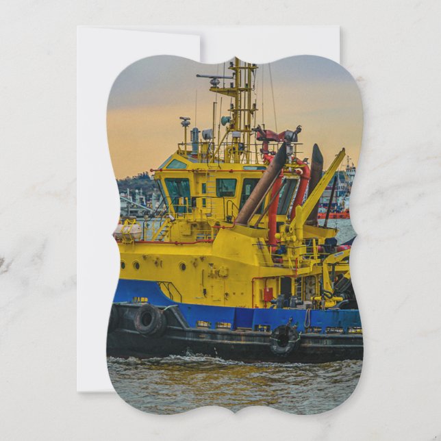 Tugboat segeln am Fluss, montevideo, uruguay Mitteilungskarte (Vorderseite)
