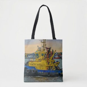 Tugboat segeln am Fluss, montevideo, uruguay Tasche