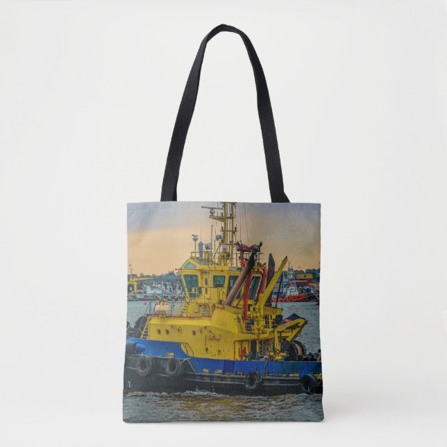 Tugboat segeln am Fluss, montevideo, uruguay Tasche (Vorderseite)