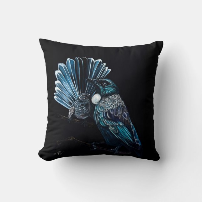Tui und Piwakawaka Kissen (Vorderseite)