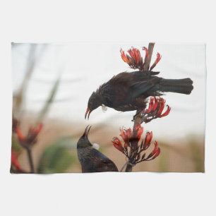 Tui-Vögel auf Neuseeland-Flachs Küchentuch