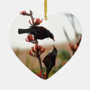 Tui-Vögel auf Neuseeland Flachsbusch Keramikornament