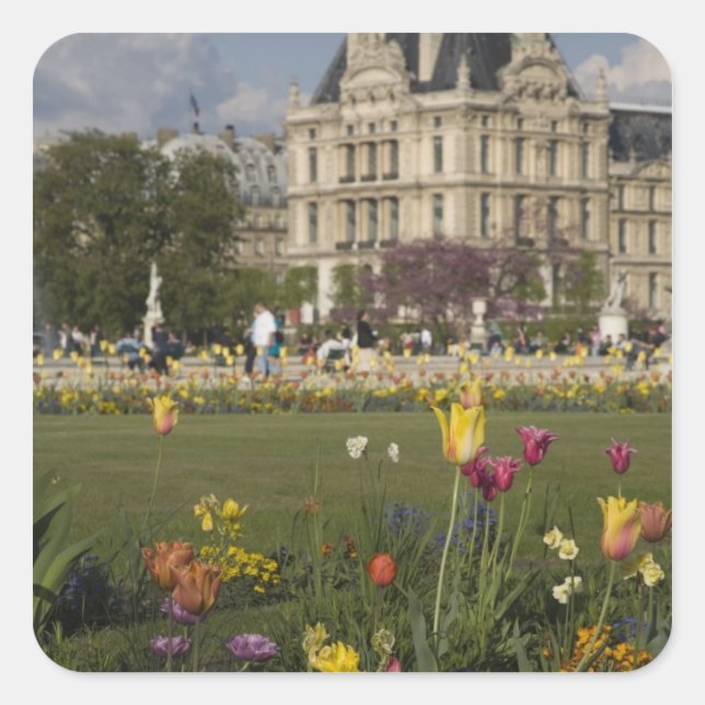 Tuileries Garden, Louvre, Paris, Frankreich Quadratischer Aufkleber (Vorderseite)