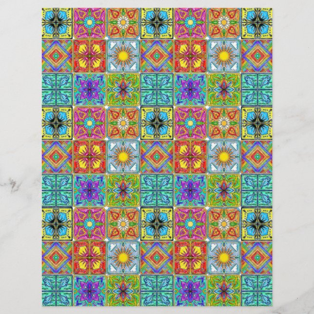tuiles espagnoles feuilles papier scrapbook 8.5x11 (Devant)