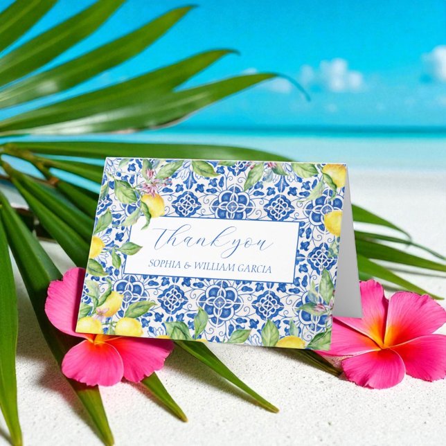 Tuiles portugaises Lemons Floral Mariage Merci (Créateur téléchargé)