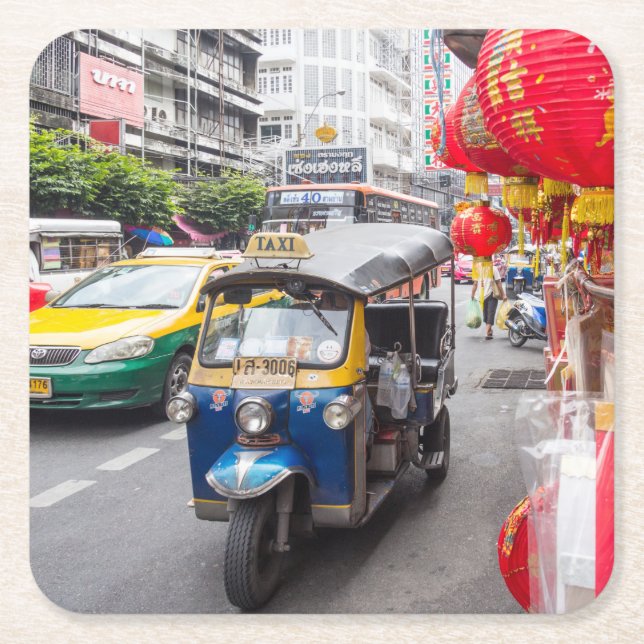 Tuk Tuk, Bangkok Rechteckiger Pappuntersetzer (Vorderseite)