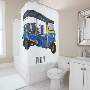 Tuk Tuk Cartoon Illustration Duschvorhang