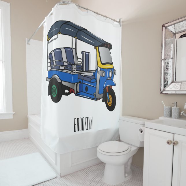 Tuk Tuk Cartoon Illustration Duschvorhang (Beispiel)