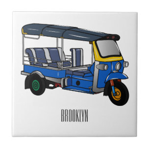 Tuk Tuk Cartoon Illustration Fliese