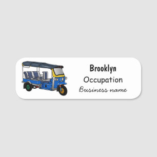 Tuk Tuk Cartoon Illustration Namensschild
