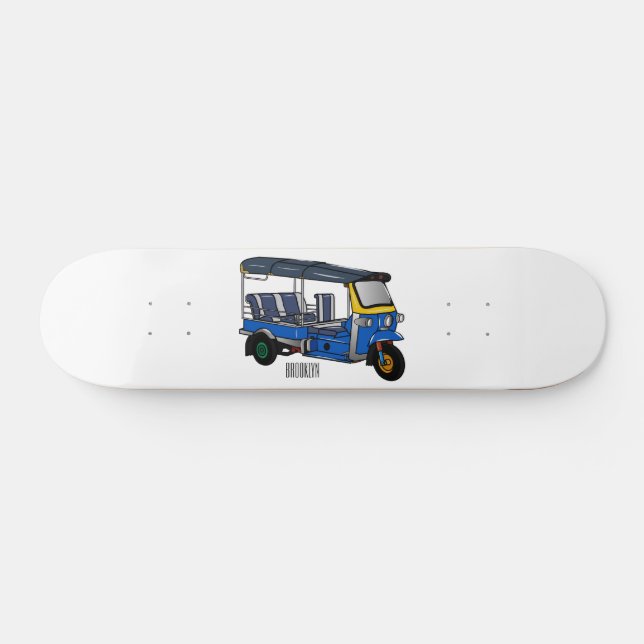 Tuk Tuk Cartoon Illustration Skateboard (Horizontal)