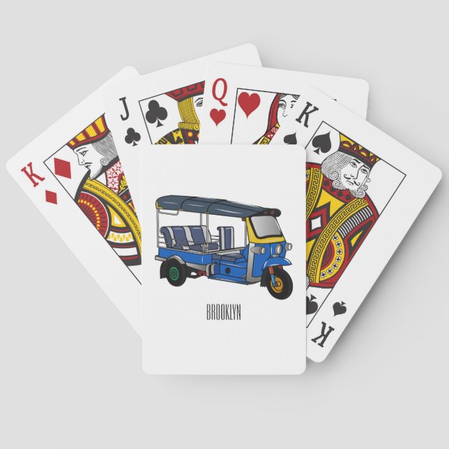 Tuk Tuk Cartoon Illustration Spielkarten (Rückseite)