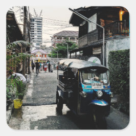 Tuk Tuk in Bangkok Thailand Quadratischer Aufkleber
