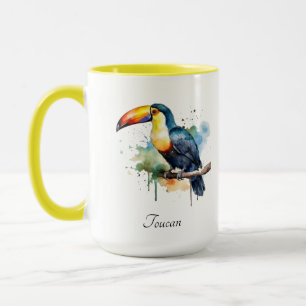Tukan auf Ast Aquarell-Kunst, individuell Tasse