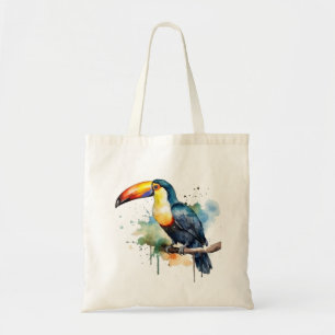 Tukan auf Ast Aquarell-Kunst Tragetasche
