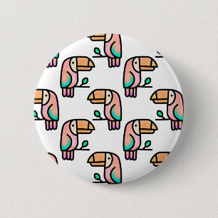 Tukan Dschungelvogel Pastell Regenbogen Cartoon Mu Button