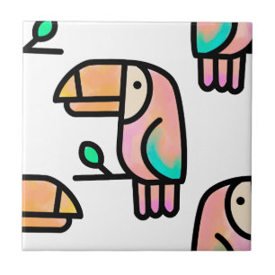 Tukan Dschungelvogel Pastell Regenbogen Cartoon Mu Fliese