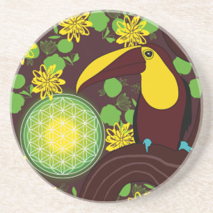 Tukan Flower of Life Tropisch Getränkeuntersetzer
