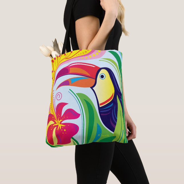 Tukan mit tropischer Blume Tasche (Von Nahem)