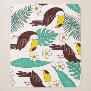 Tukan-Orchidee Vintage-Palm-Muster Sherpadecke