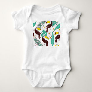 Tukan-Orchidee Vintage-Palmen-Muster Baby Strampler