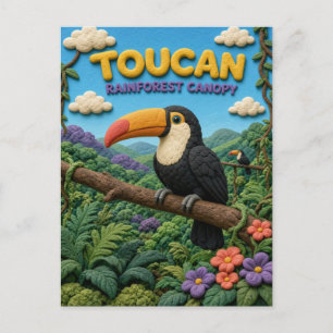 Tukan, Regenwald-Kronendach-Ton-Kunst Postkarte