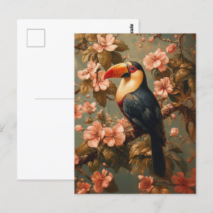 Tukan Tropisches Vintage-Malerei Postkarte