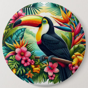 Tukan Vogel aus dem Dschungel/Regenwald Button